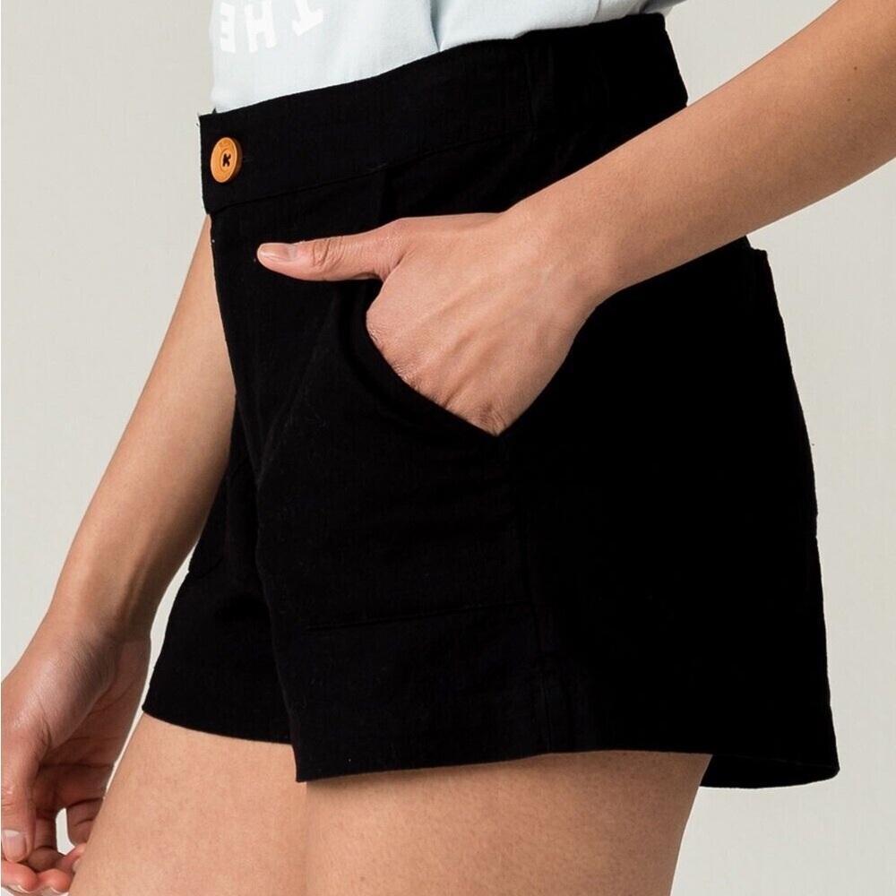 Roxy Oceanside High waisted Black Linen Shorts